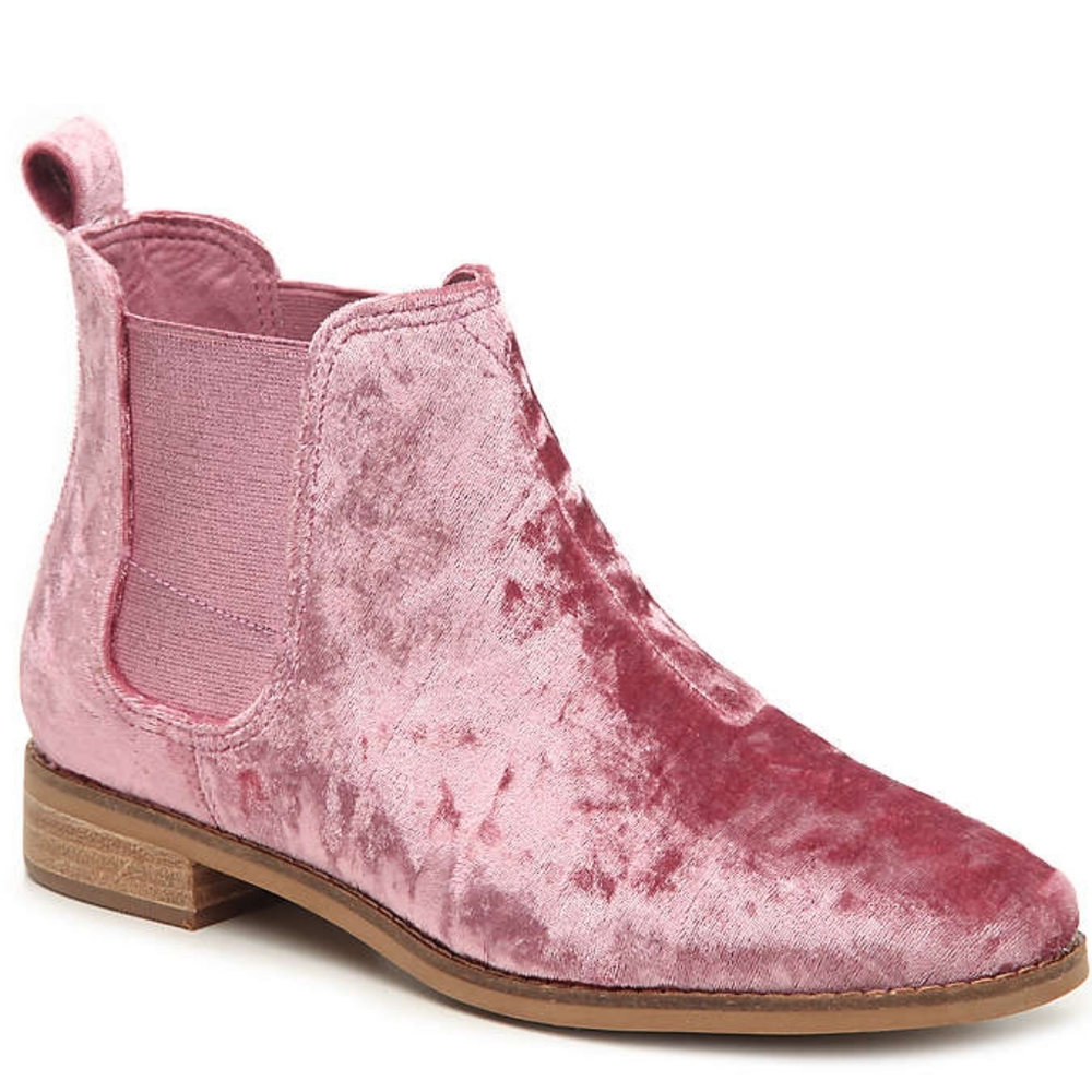 TOMS Ella Chelsea Boot Pink Velvet Size 6.5